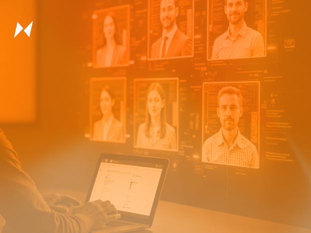 Person working on laptop with identity verification system